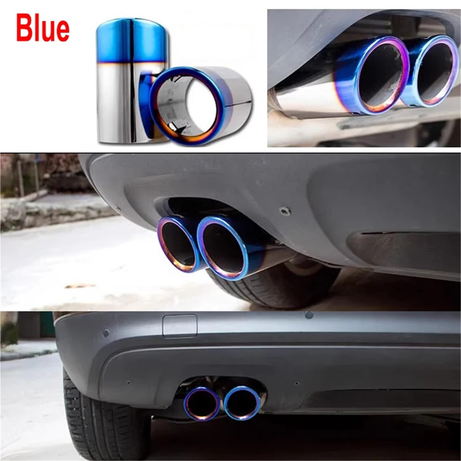 2 Sztuk Końcówka Rury Wydechowej Samochodu Końcówka Tłumika Osłona Rury Kompatybilny Z VW Touran 5T1 Tiguan MK2 GOLF MK7 POLO 6R JETTA MK6 Akcesoria(Blue)