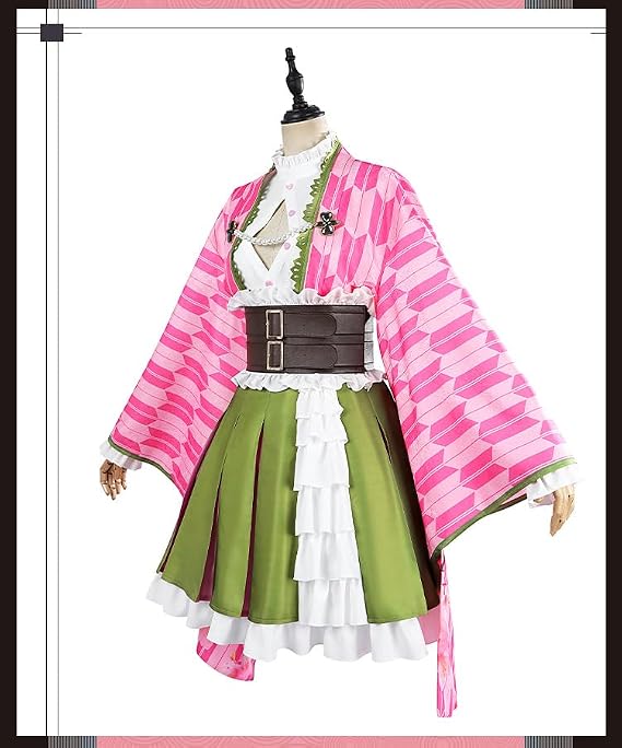 Anime Cosplay Pink Coat Green Skirt Women's Outfit Costume Halloween