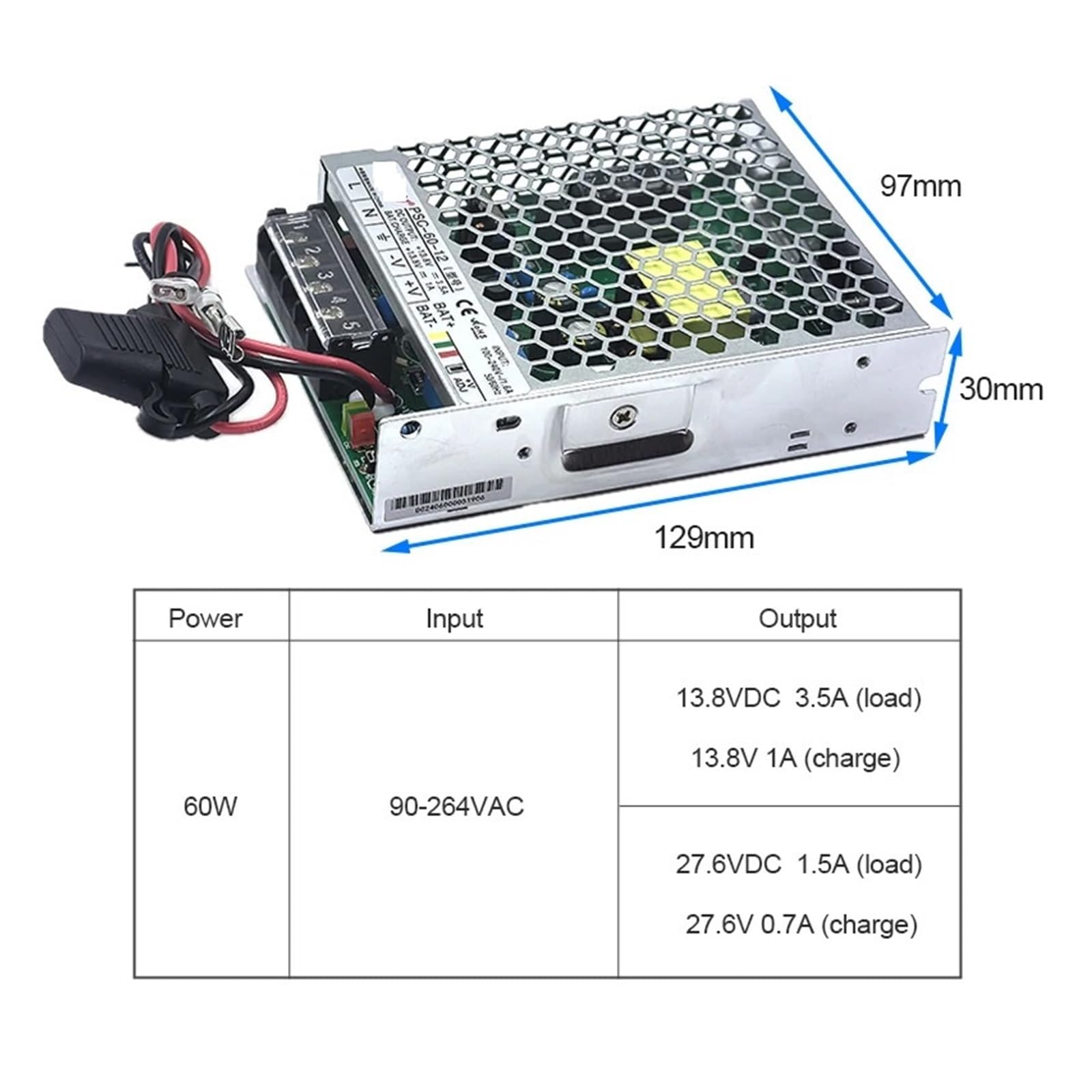 60 W Uniwersalny zasilacz impulsowy AC do DC Sterownik transformatora 13,8 V 1 A 27,6 V 0,7 A Do ładowania PSC-60-12 PSC-60-24 Wszechstronny i wydajny(24V)