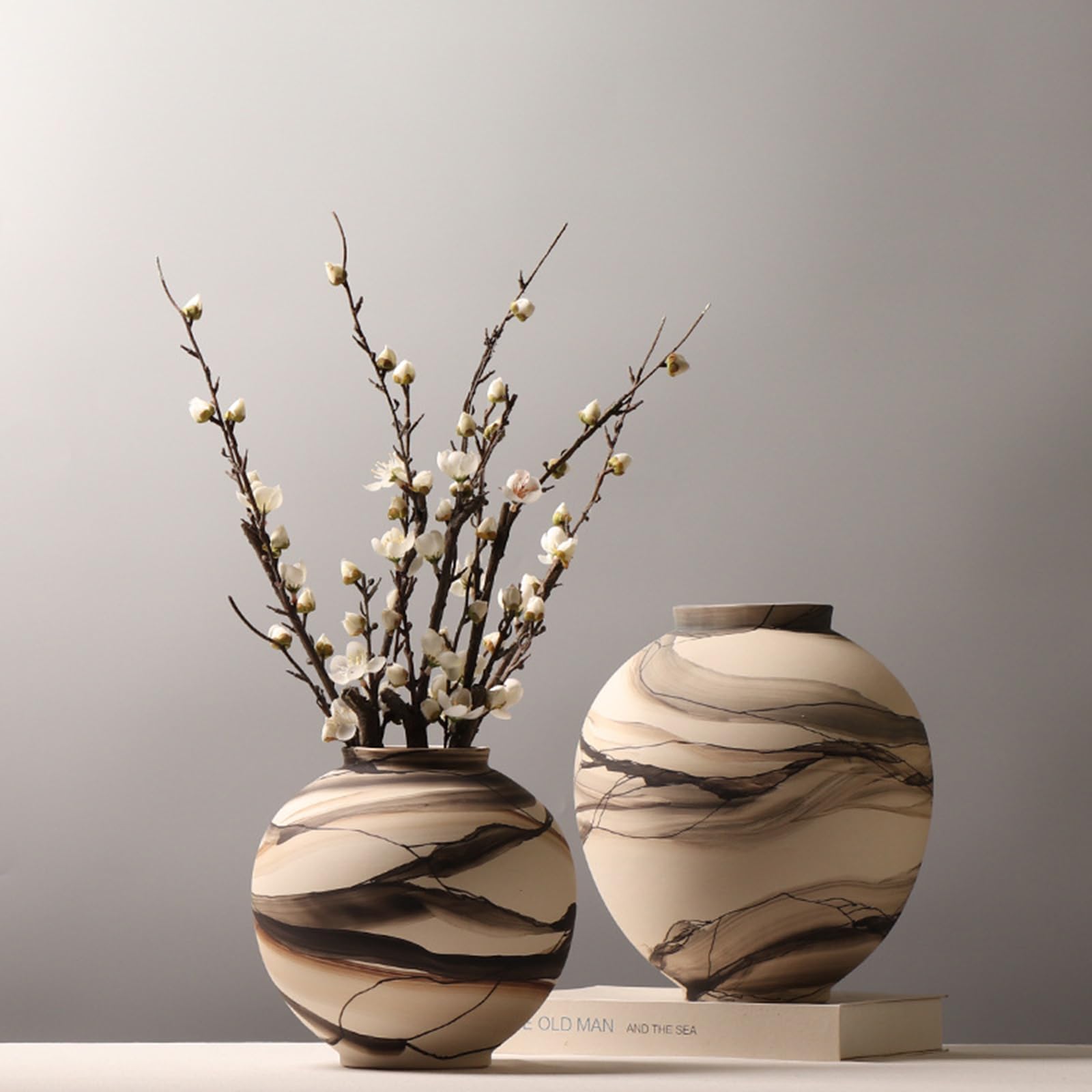 Ceramiczny wazon - Vintage Terakota Boho doniczka do dekoracji wnętrz, nowoczesny element centralny na stół jadalny, salon, półkę, kuchnię, sypialnię