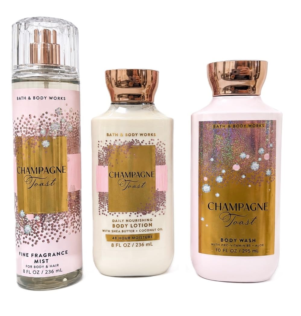 Bath & Body Works Champagne Toast 3 Piece Set - Mist, Shower Gel, & Lotion