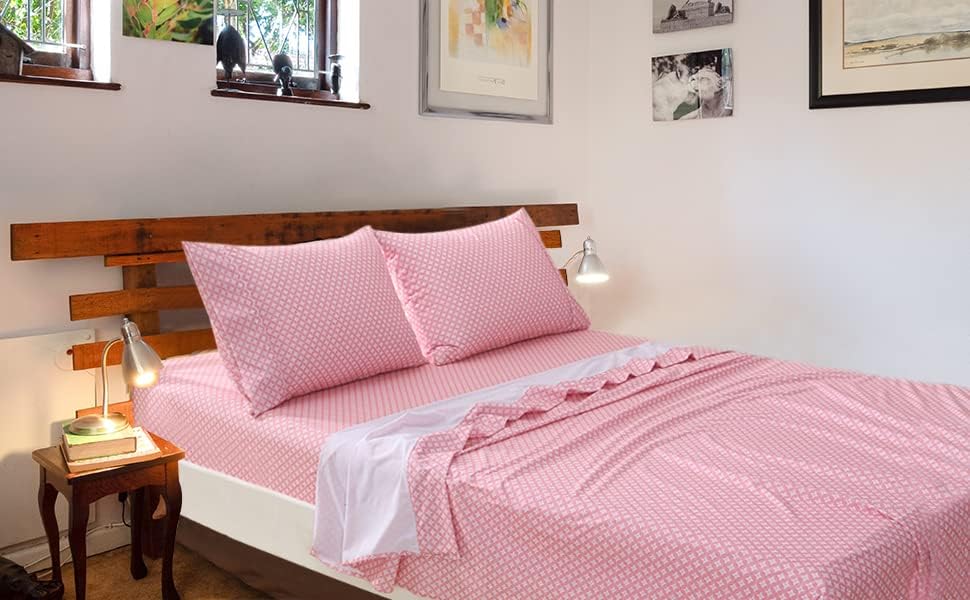 Marquess Microfiber Flannel Sheet Set Full -Ultra Soft Printed 4 Pc Deep Pocket Sheet, Cozy, Warm, Breathable Bedding Collection, Fade Resistant -Super Smooth Bedding Sets(Full, Pink Blossom)