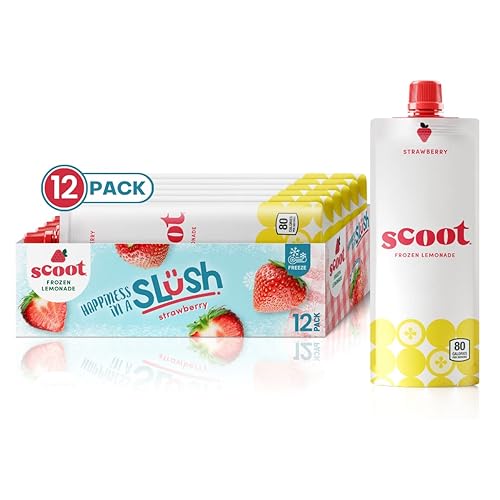 Scoot Paquete de 12 limonadas congeladas sabor a fresa Bolsas de 12-3.25 onzas de limonada con sabor a fresa, listas para congelar, exprimir en un