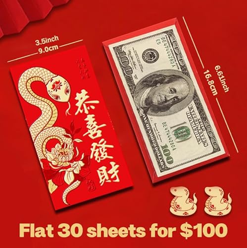 36 envelopes vermelhos de ano novo chinês de 2025, pacotes vermelhos tradicionais de ano novo chinês