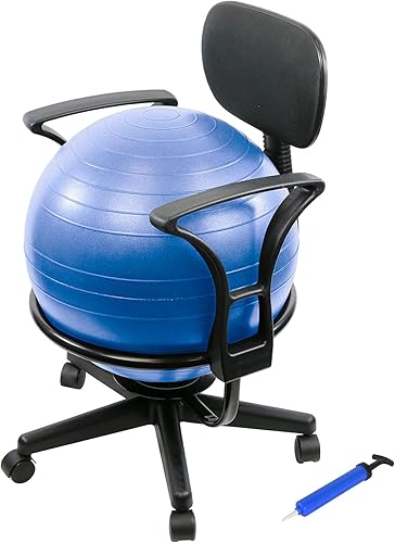 Miniatura 12 de CanDo Silla de bola de metal – Silla de bola de ejercicio ergonómica inflable con bomba de aire para el hogar, la oficina y el aula Rojo