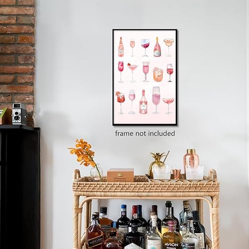 Miniatura 5 de Xianyojafa Coquette - Arte de carrito de bar rosa, lienzo retro de moda de color champán, póster estético femenino de habitación, imagen artística