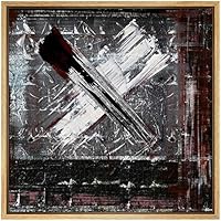 SIGNWIN Framed Canvas Wall Art Black and White Paint Over Red, Silver Metal Surface Abstract Texture Mixed Media Modern Art Industrial Dramatic for Living Room, Bedroom, Office - 16