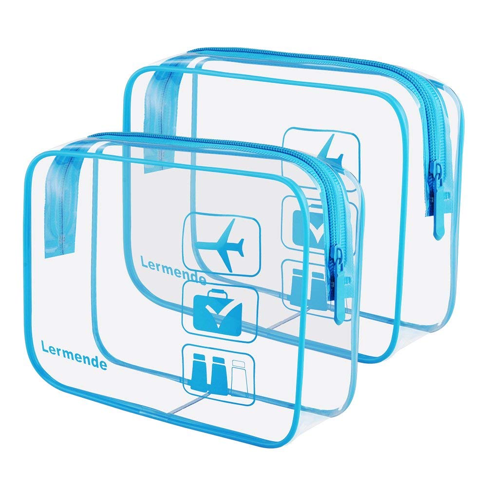 Travel Toiletry Bag Clear Airport Carry Cosmetic Pouch Clear Shower Bag Transparent Toiletries Bag Airport Toiletry Bag (Sky Blue)-image-44