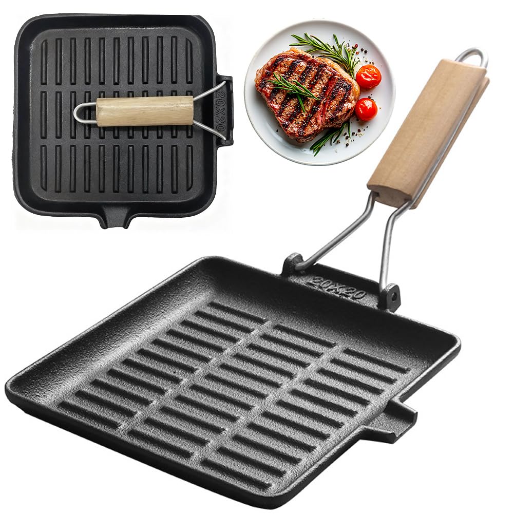 Poêle à griller induction tous feux carrée de 20 cm anti-adhésive