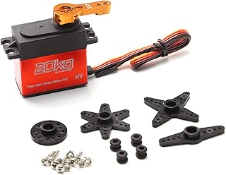 KOCAN Digital Servo 20kg High Torque 180° Stainless Steel Gear Servo for 1/8 1/10 1/12 Scale RC Cars Robot Manipulator with 25T Arm