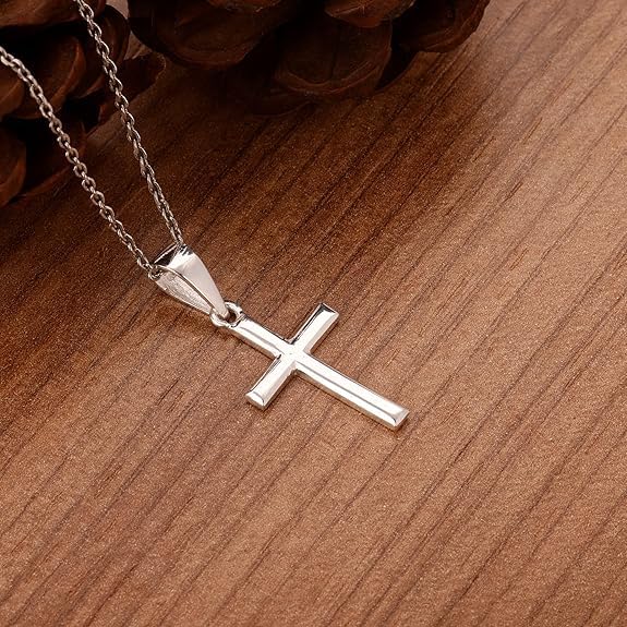Image of Cross Necklace for Men Anti Silver Cross Pendant with Neck Chain | Christian Holy Cross Necklace Pendant for Boys