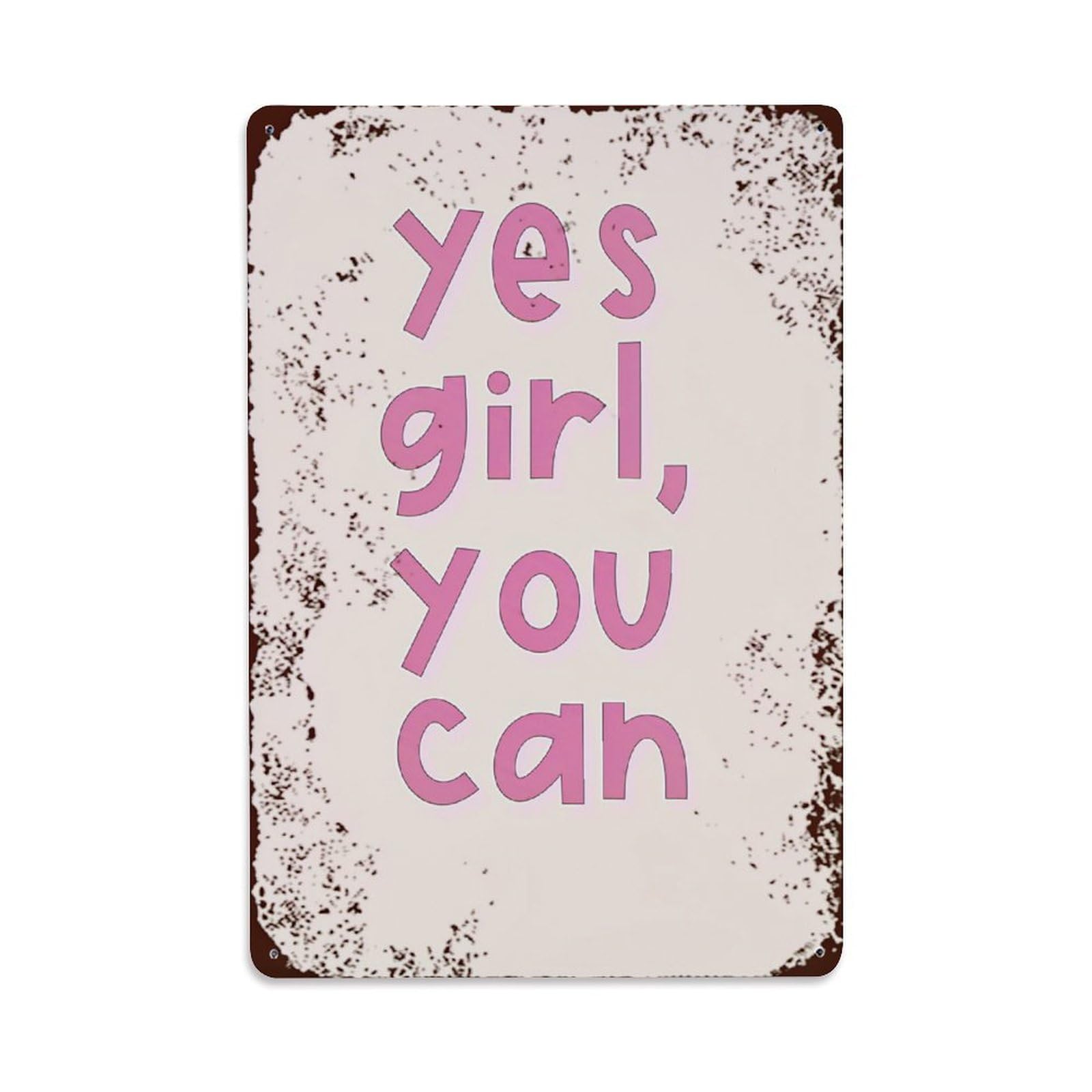 Jdyaojiesheng Girls Vintage Yes You Can Tin Sign Retro Metal Wall Decor Metal Poster, Home Bar Garage Farmhouse Cafe Wall Art Decoration 8X12inches