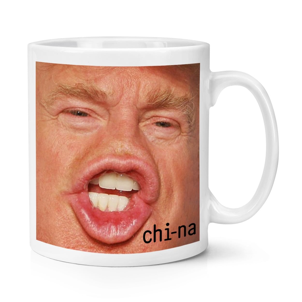 Gift BaseTrump Mouth Chi-na 10oz Mug Cup Meme Joke Funny China MAGA 2024 Donald President Parody