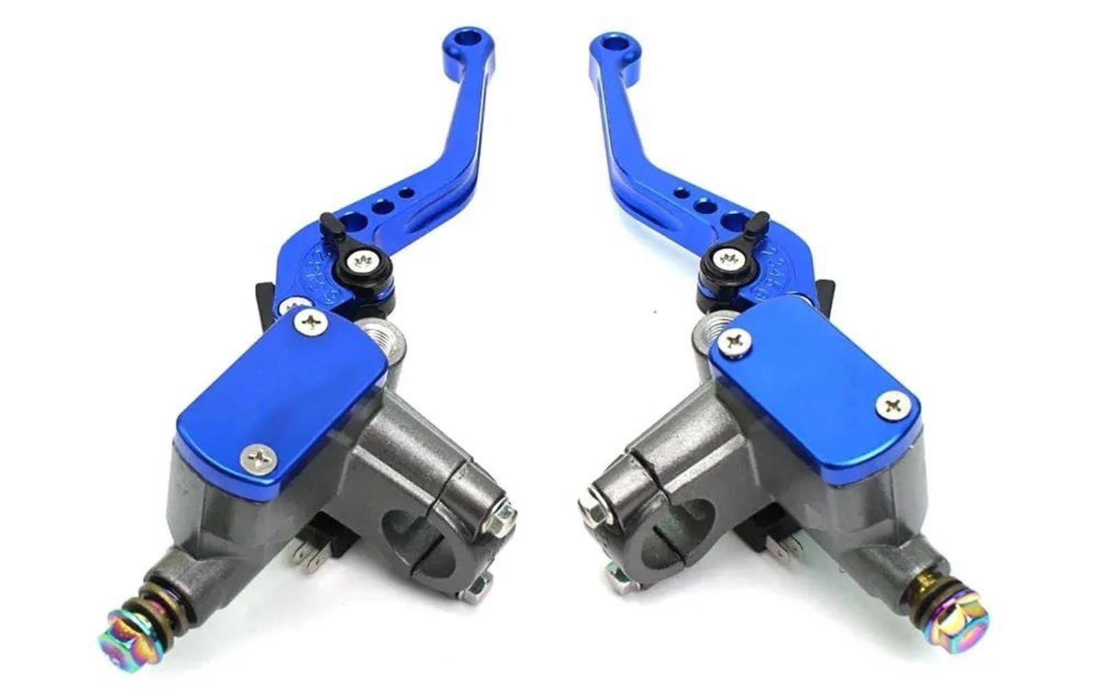 Kit Embrayage Hydraulique Guidon Universel De Moto De 7/8 "22 Mm Kit De Maître-Cylindre De Frein Frein Main Embrayage Leviers(Blue Set)