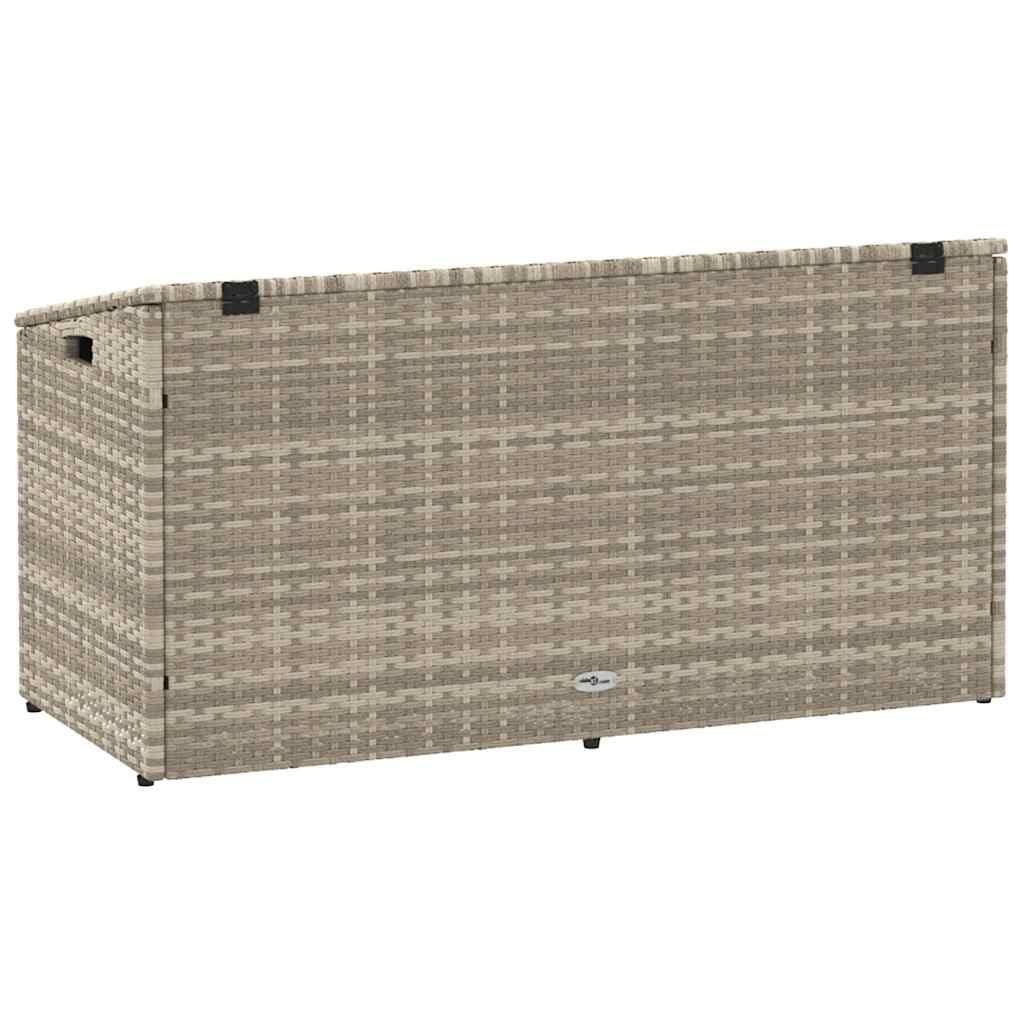 Garten-Auflagenbox Hellgrau 110x50x58 cm Poly Rattan mit wasserfestem Innenbeutel, pulverbeschichtetem Stahlgestell, UV-beständig, für Terrasse, Balkon, Pool und Gartenlagerung