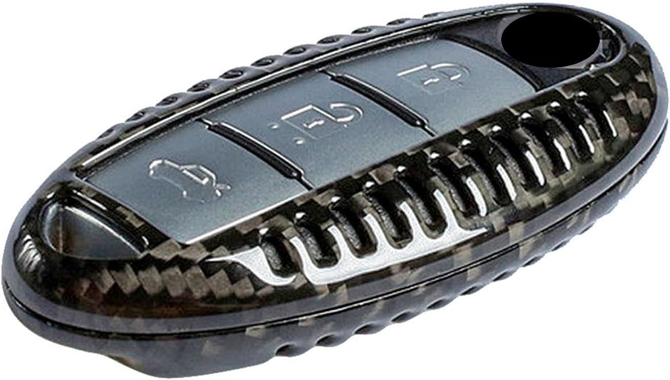 Genuine Carbon Fiber Key Fob Cover for Nissan 370Z Altima Armada Frontier GT-R Leaf Maxima Murano Pathfinder Rogue Sentra Titan Versa Smart Car Remote Key Fob Case for Men Women - Black
