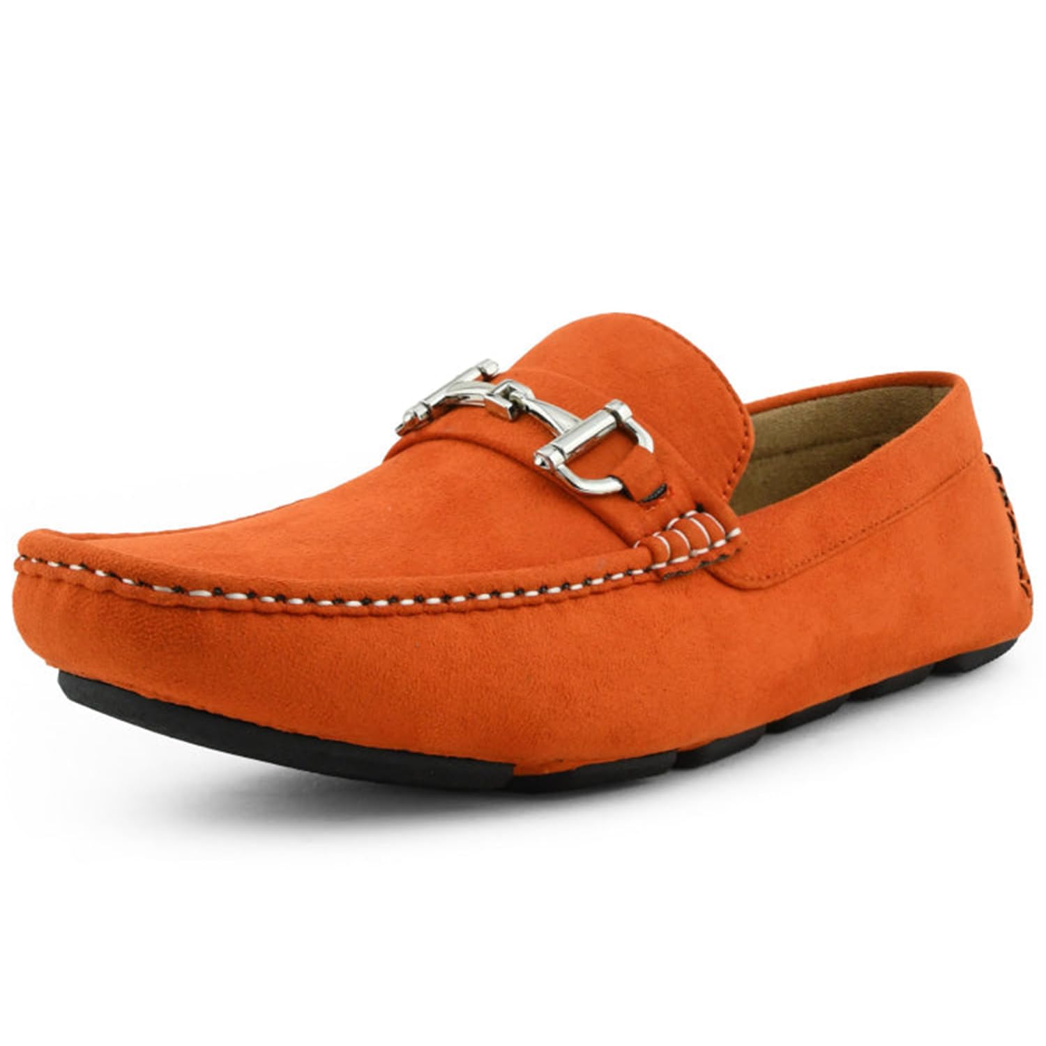 Walken Men's Casual Slip-On Loafers, Driving Moccasin Shoes for Men with Silver Buckle, Available in Plush Microfiber and PU Leather