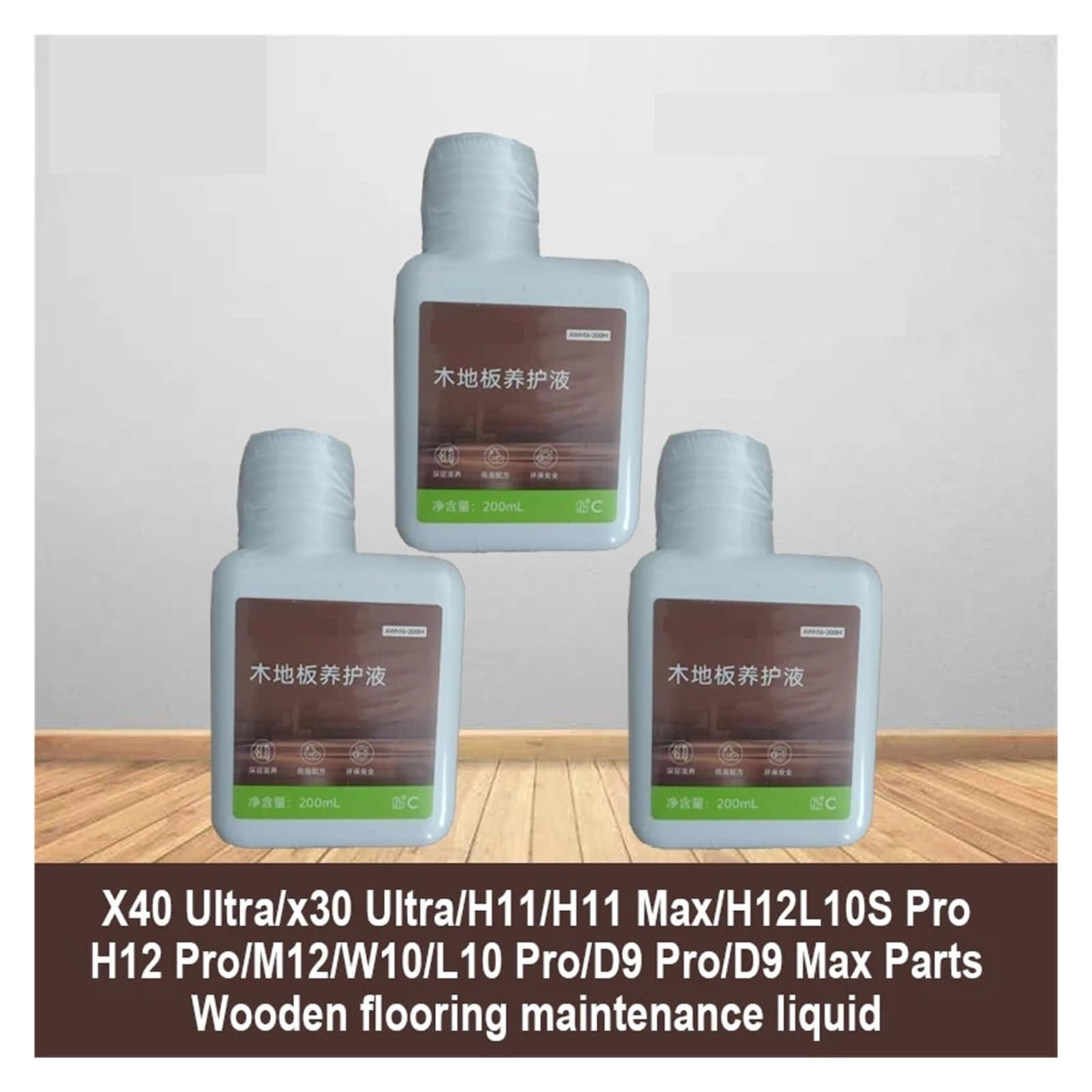 3 unidades compatibles con Dreame X30 X40 X50 Ultra H11 H12 H13 Max Pro M10 W12. Líquido limpiador for suelos de madera. Accesorios de 200 ml.