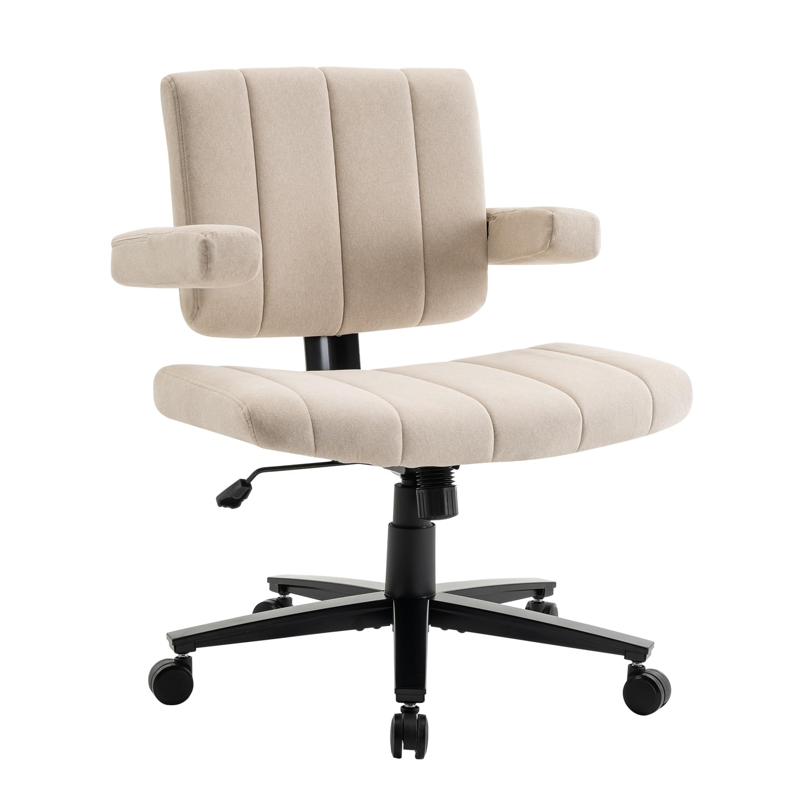 Vigosit silla cruzada Criss Cross con ruedas, reposabrazos ajustables, tela antiagarre, cojín cómodo, estilo moderno, silla giratoria para oficina en casa