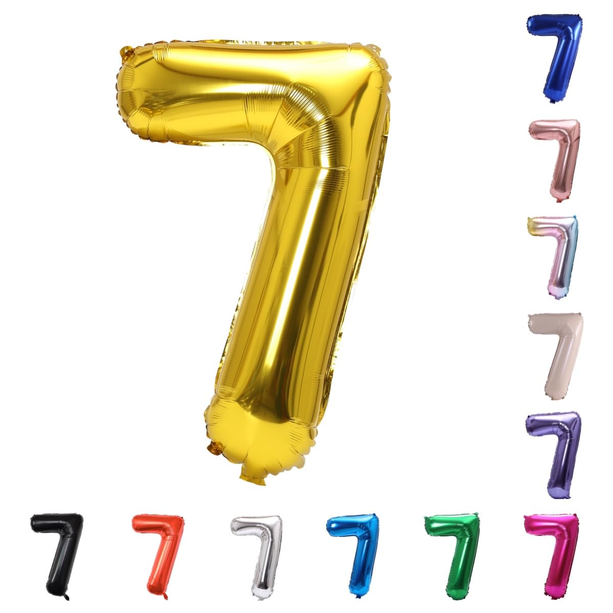 YPSelected 32 Inch Large Foil Helium Number Balloon Birthday Wedding Party 0-9 (Gold, 7)