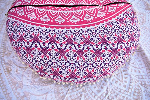 Coussin de sol traditionnel Mandala pour petits espaces, pouf Boho 32 cm - 7
