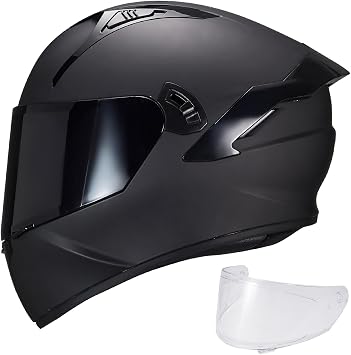 VCOROS Full Face Dual Visor Motorcycle Helmet for Adults Motorbike Street Bike Racing Helmets X9 DOT Approved with Black Visor