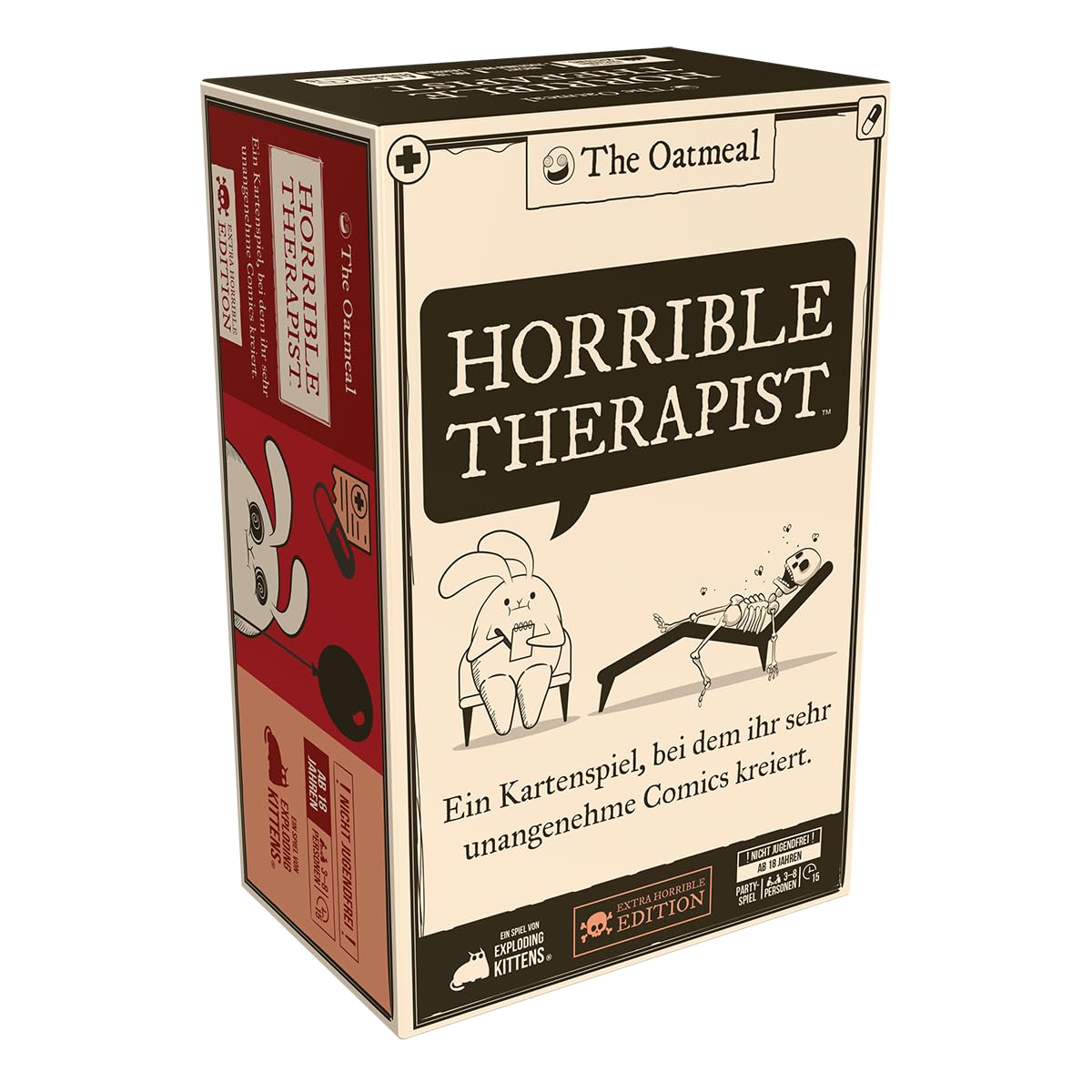 Exploding Kittens, Horrible Therapist, Partyspiel, Kartenspiel, 3-8 Spieler, ab 18+ Jahren, 15 Minuten, Deutsch