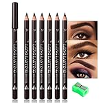 FeiCuiYun 6Pcs Eyebrow Pencils for Women, Wooden Hard-Core Dark Brown Eyebrow and Eyeliner Pencil, Long Lasting Waterproof and Sweat-Proof, Beginner Makeup Brow Pencil,Create a Natural Eye Brow Makeup