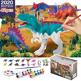 VATOS Dinosaur Painting Kit-Paint Your Own 3D Dinosaur Toys with 12 color Safe and non-toxic watercolor paint,washable Science Arts and Crafts Sets for Boys Girls Kids 3 4 5 6 7 Year Old Best Gift