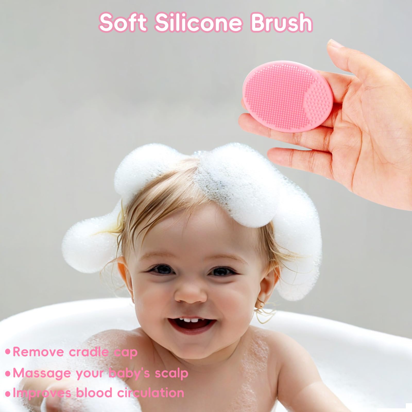 Set di spazzole e pettini per bambini, 4 pezzi, con setole morbide, per neonati, bambini e bambine (rosa)