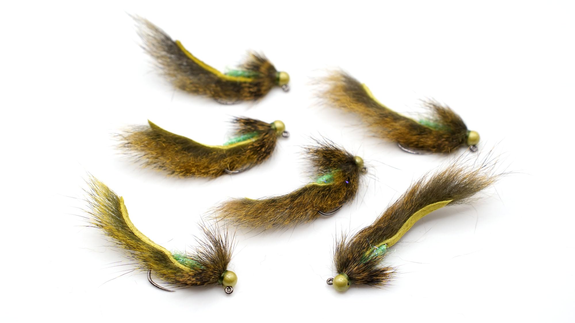 Sour Apple Jig Leech (6 Flies) Olive Leech Fly Fishing Flies - Size #8 Hook with 4mm Tungsten Bead