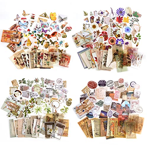 240 Pieces Vintage Scrapbooking Stickers, Diy Decorative Plants Dried Pressed Flowers Butterfly Floral Nature Retro Paper Stickers For Collection And Diary Embellishment Supplies #TOP13