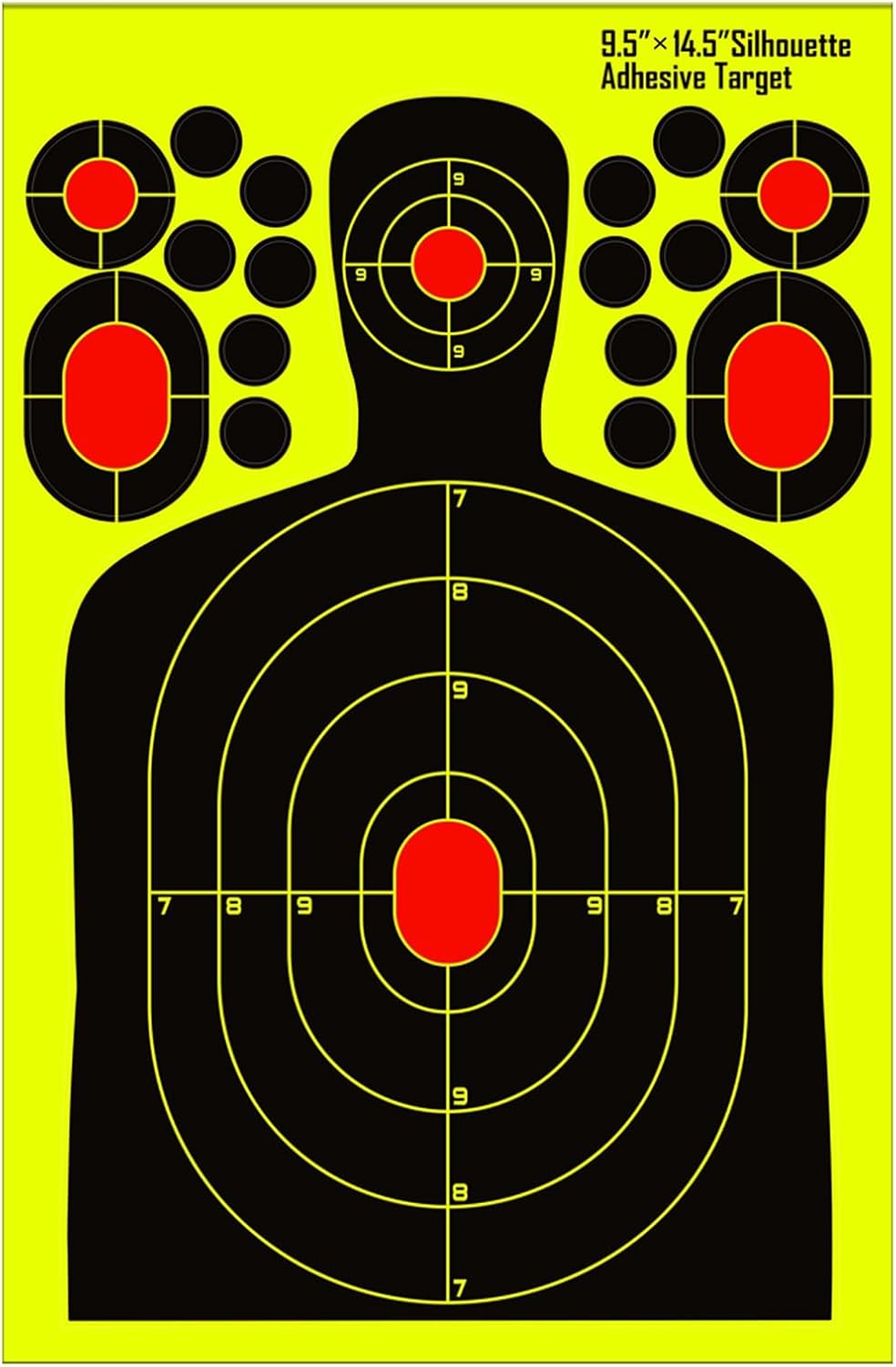 9.5x14.5 inch Silhouette Splatter Targets - Bright Fluorescent Yellow Easily seen on Impact When Hitting Target for BB Guns, airguns, Rifles, Indoor and Outdoor ranges (10/25/50 Pack)
