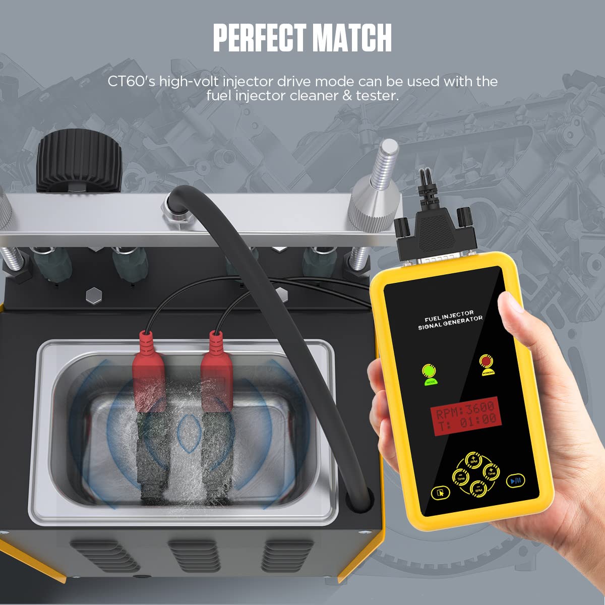Generatore di segnale dell'iniettore di carburante,detergenti del sistema di iniezione del carburante GDI,assistente alla pulizia del sistema di alimentazione per iniettori 12V/75V contemporaneamente