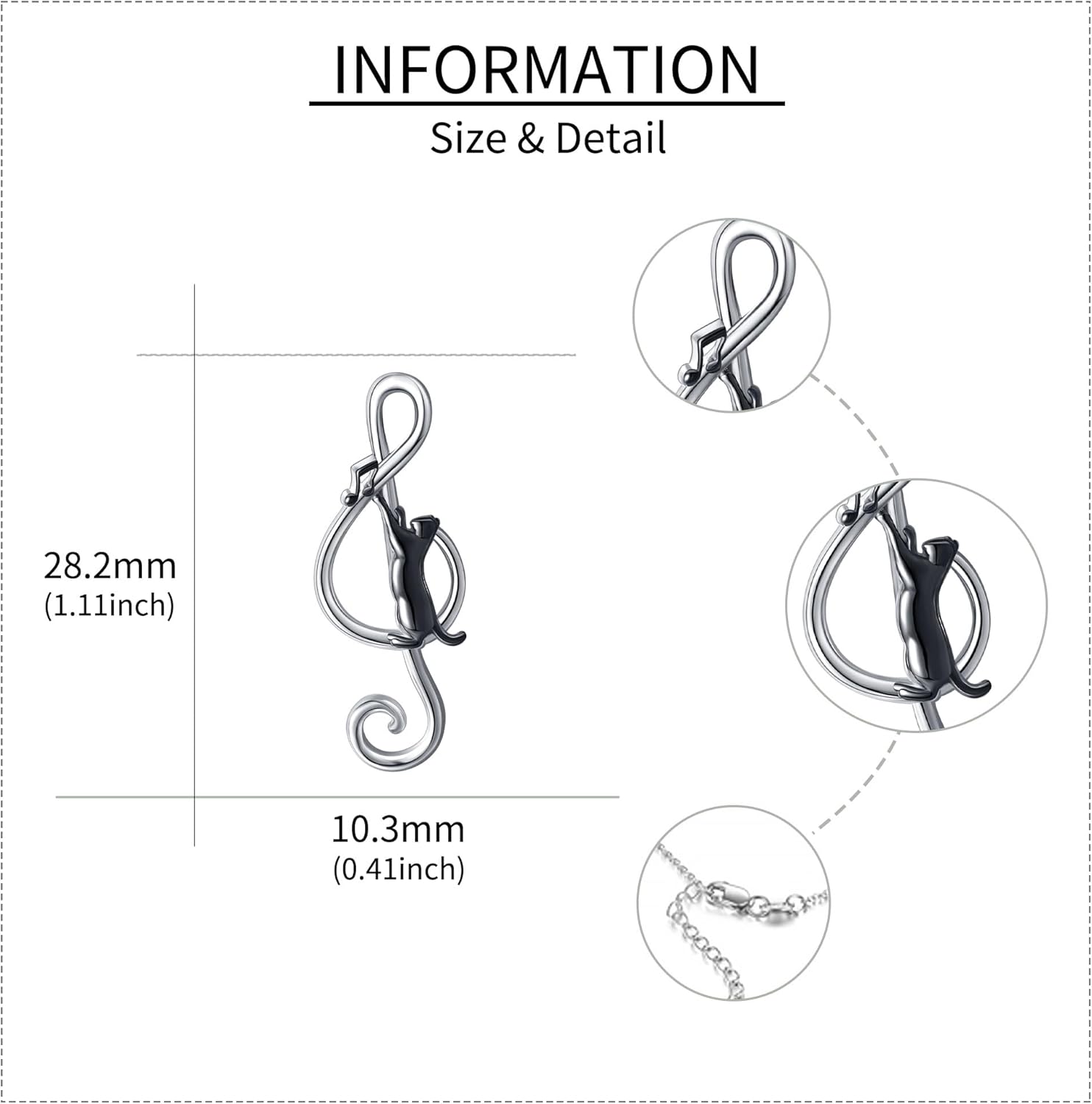 URONE Cat Necklace 925 Sterling Silver Cat Pendants Necklace Animals Jewelry Gifts For Women - Image 5