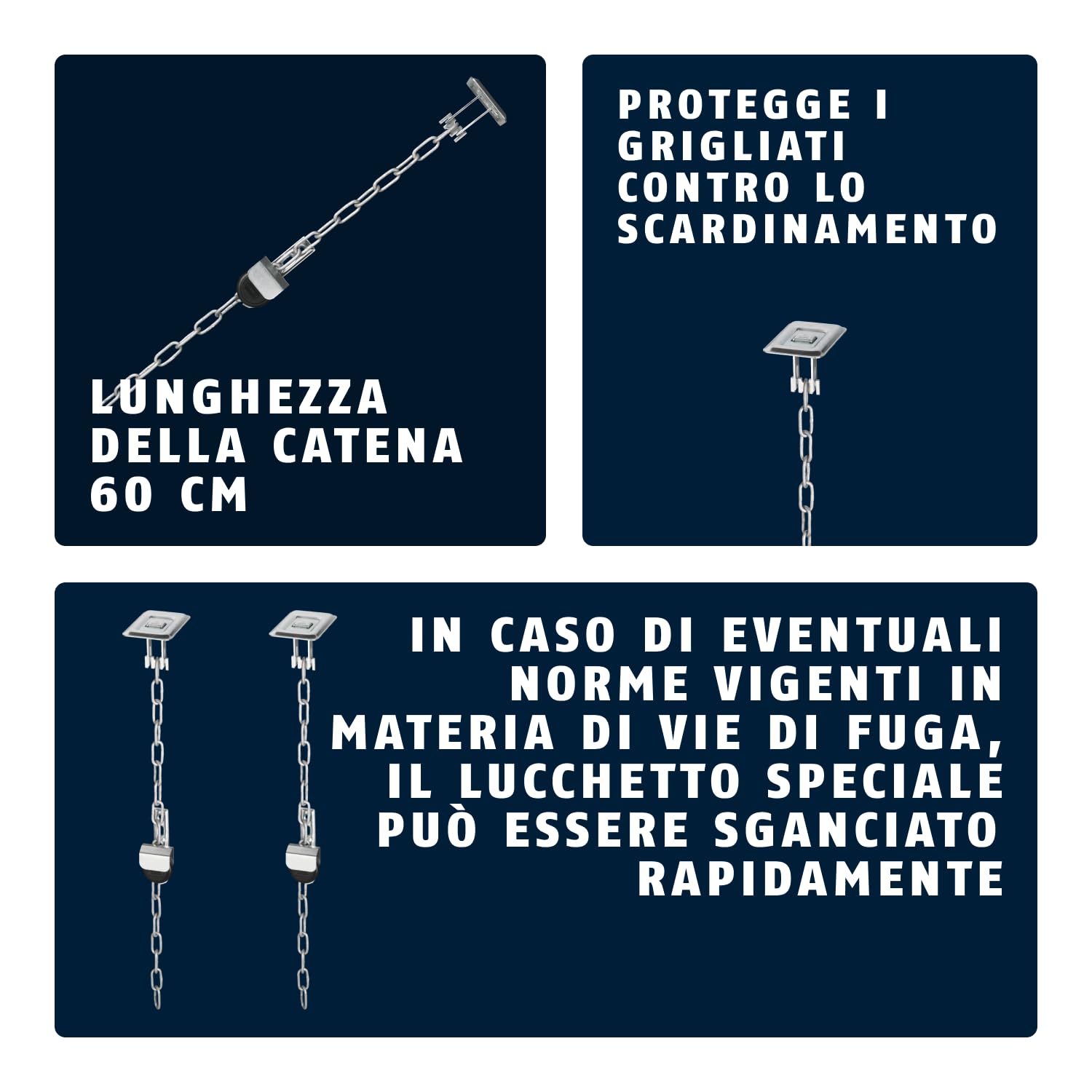 Abus Gs40 Spranga per Griglie, Set di 2, Blocco Antieffrazione per Grate Da Cantina e Pozzi di Luce In Plastica, Catena Variabile, Livello di Sicurezza: 6, 03600