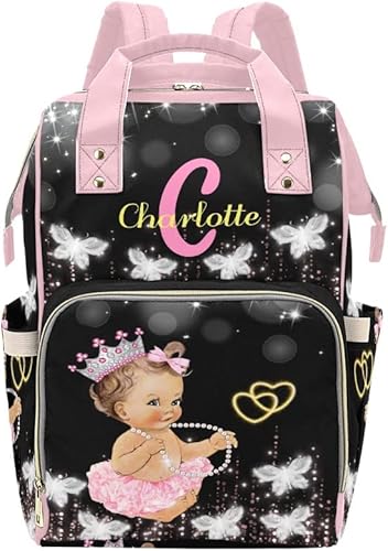 Butterfly Cute Girl - Mochila de pañales verde personalizada con nombre, impermeable, bolsa de viaje para bebé, bolsas de hombro, Multi 5