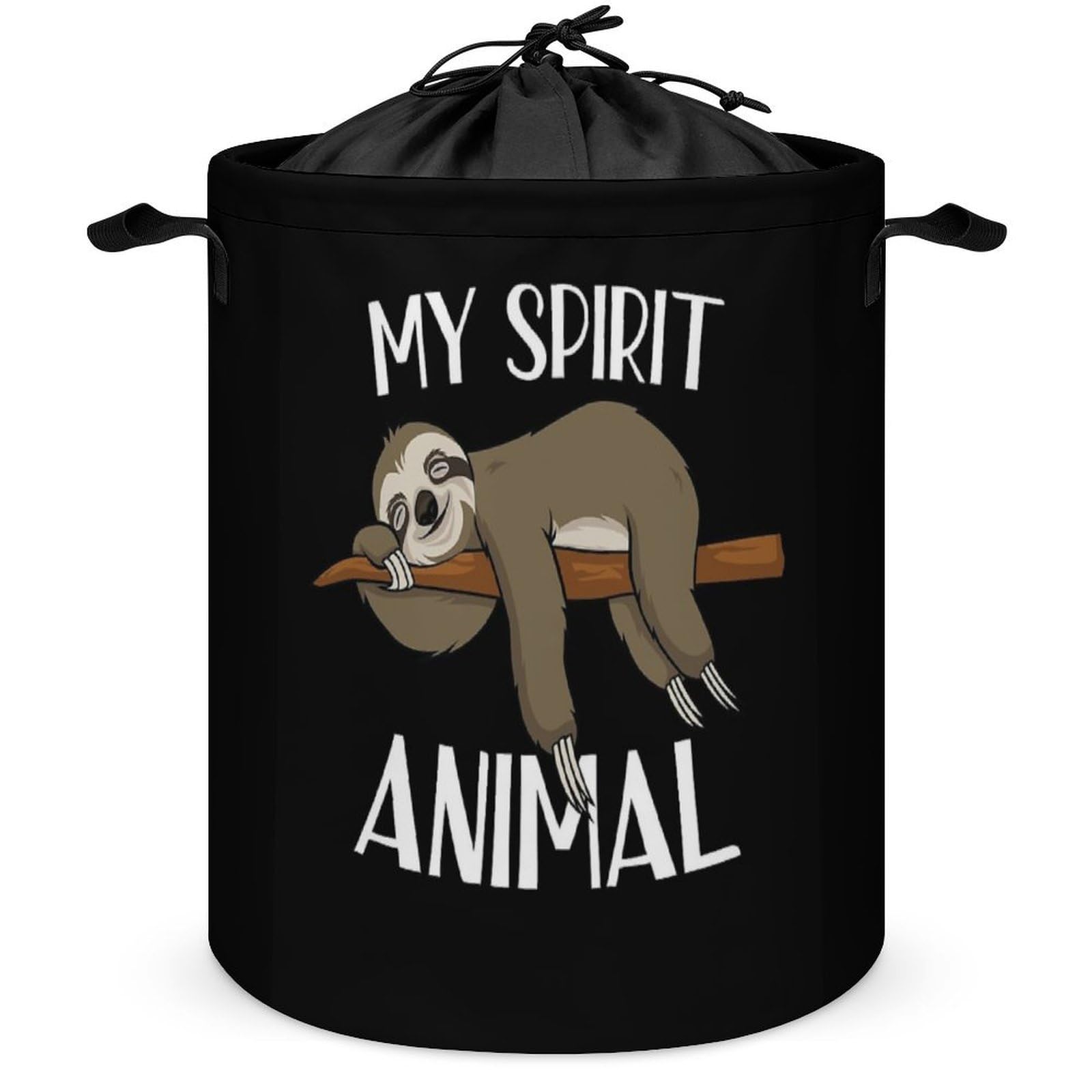 Qjjinxior Drawstring Laundry Hamper, My Sprirt Animal Sloth Laundry Basket, Washing Basket with Handle