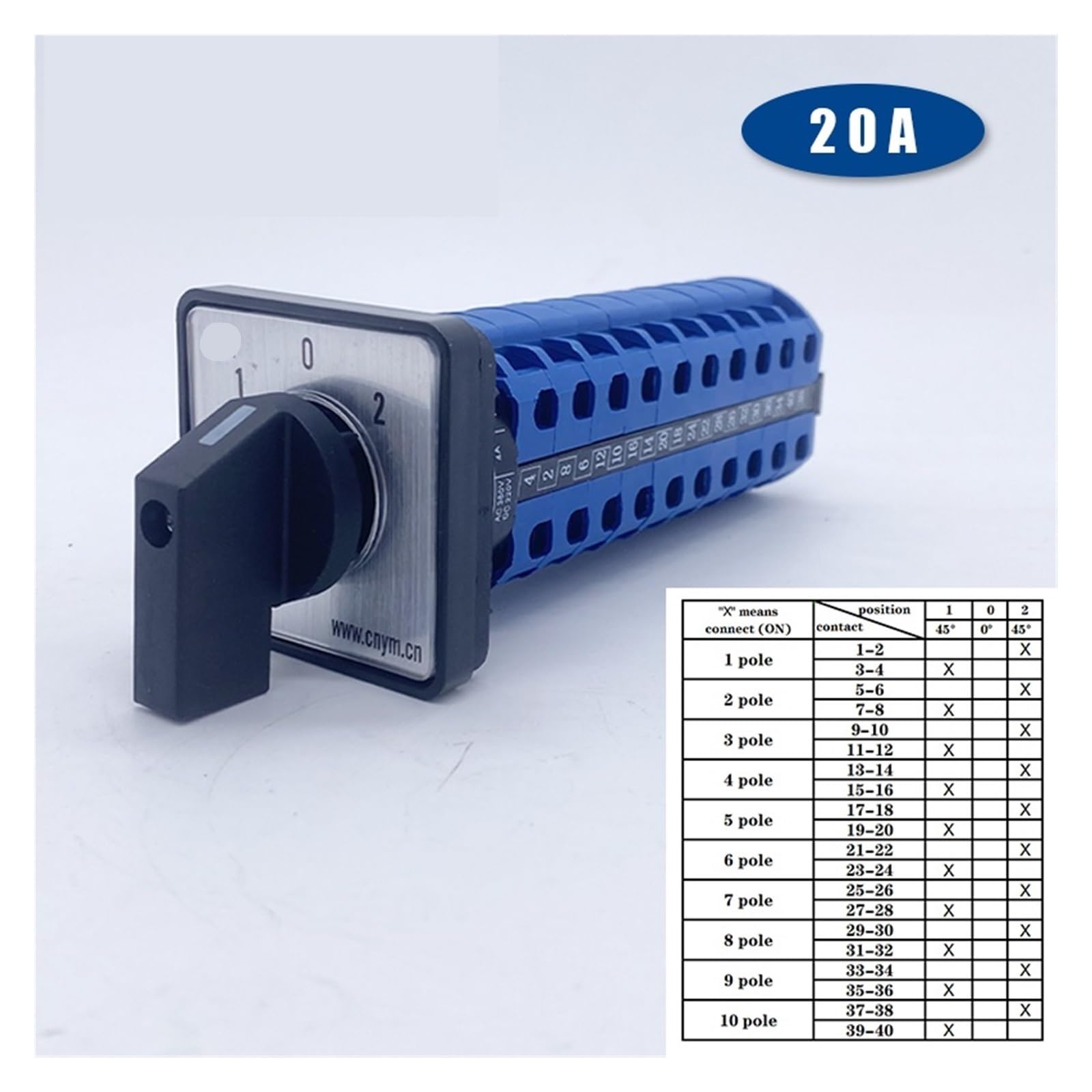 20A 10PLW26 LW28 YMW26-20/10 Interruptor de Leva Giratorio Universal Tres velocidades y 10 Secciones