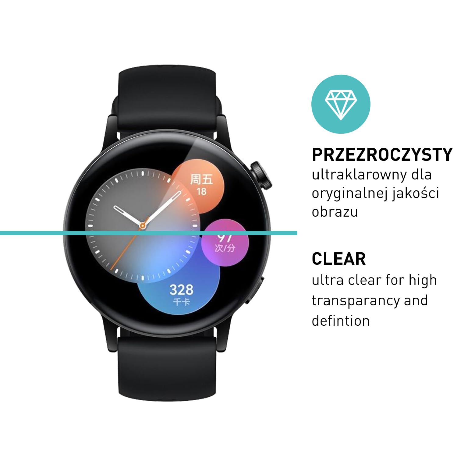 smartect Folia Ochronna TPU [3 Sztuki, Clear] dla Huawei Watch GT 3 42mm, Zakrywa cały wyświetlacz, Ochraniacz Ekranu bez Pęcherzyków, Bez Odcisków palców