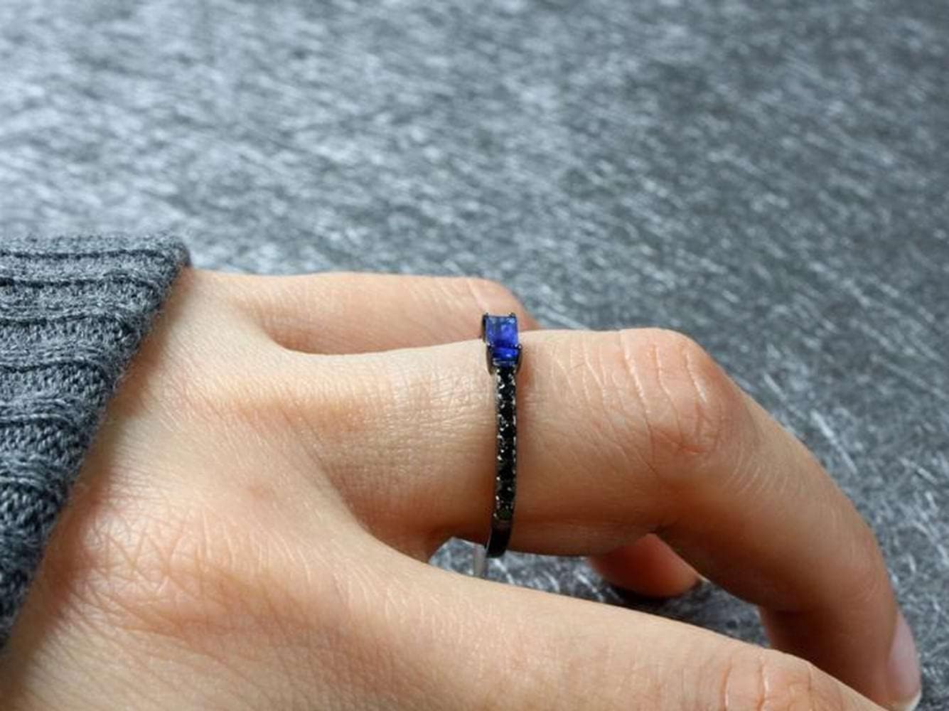 Baguette Gemstone Birthstone Ring - Ruby, Emerald, and More - Pave Setting Half Eternity Band - Wedding, Engagement, Promise, Birthstone Ring for Women