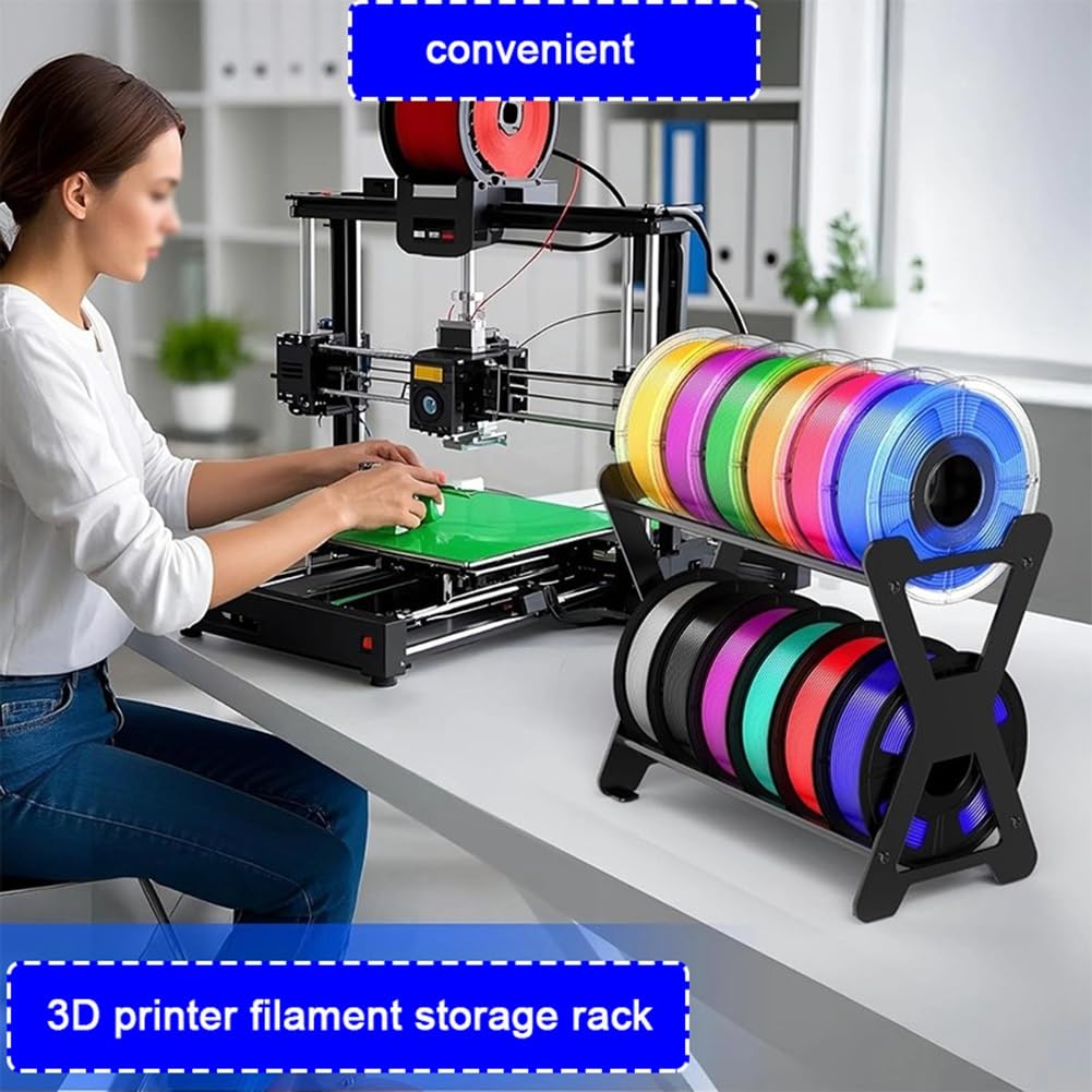 Estante de filamentos de metal, organizador de escritorio de doble capa para suministros de impresión 3D, ideal para estaciones de trabajo y oficinas