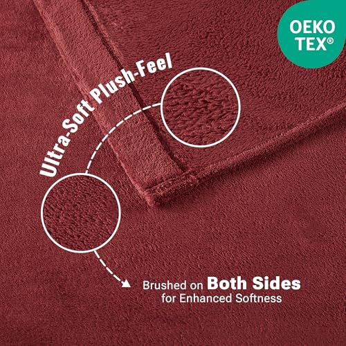 Image of True North by Sleep Philosophy Plush Sheet Set Twin, Solid Color, Warm & Soft Bedding Twin Size Sheets, Fitted Pocket Fits Up to 16 inch Mattress, Soloft, Burgundy 3 Piece