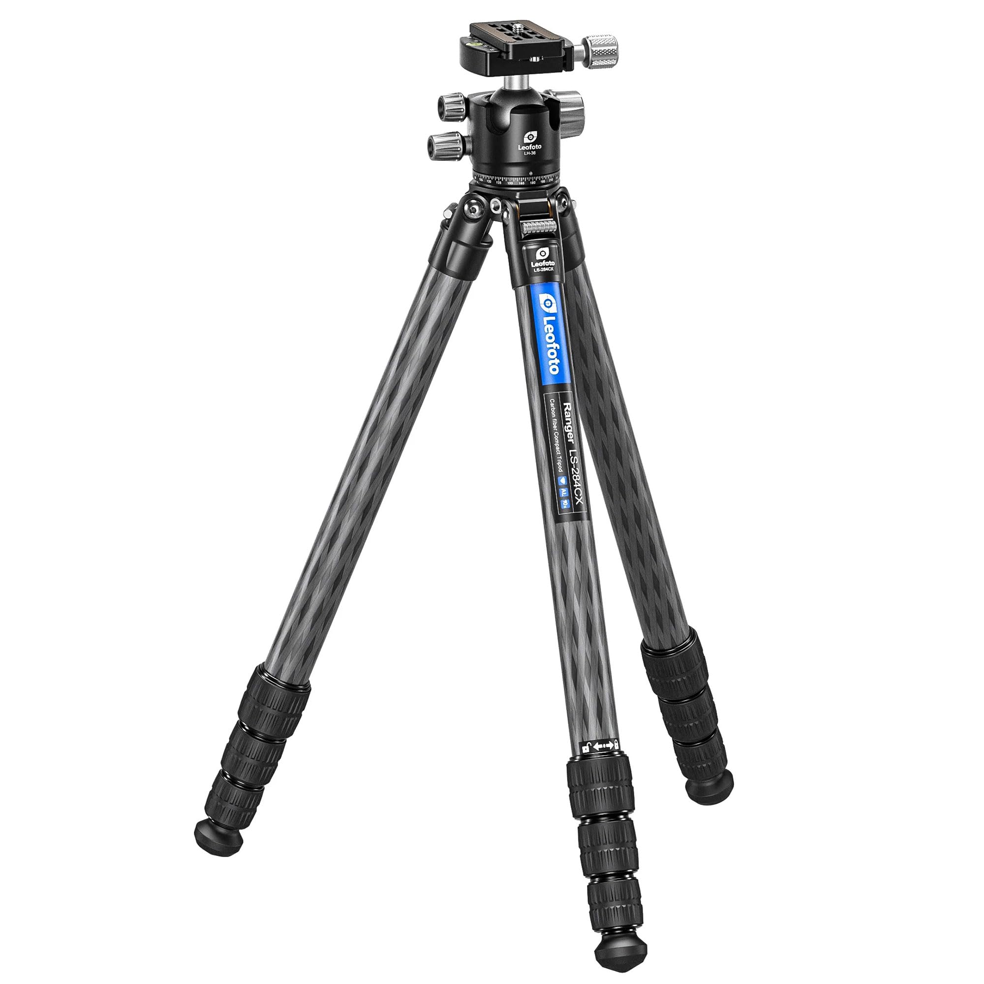 Leofoto 67.87" Video Tripod with Ballhead Set, Professional Shooting Tripod with Screw-knob Clamp and Arca-Type QR Plate for Camera/DSLR/Phone Holder, Max Load 10kg/22.05lb with Bag (LS-284CX+LH-36)