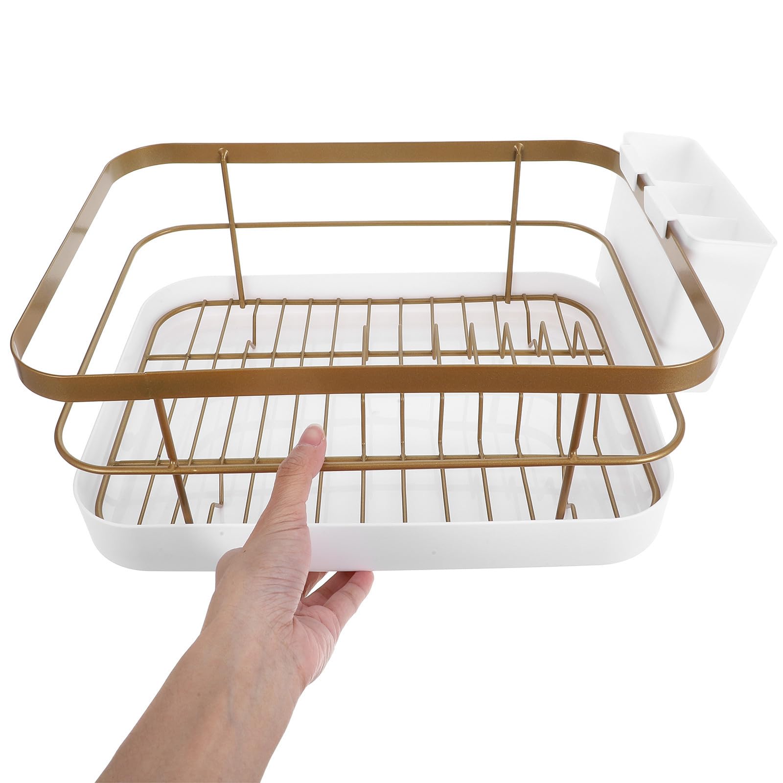 VILLCASE Platos Fácil de Limpiar para Cocina Acero al Carbono Dorado y Pp Escurridor Soporte para Platos y Cuencos Gran Capacidad Diseño Moderno