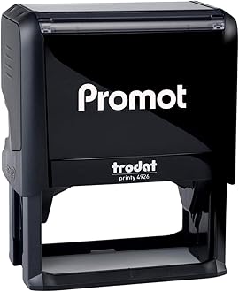 Promot Self Inking Stamp - XXLarge Custom Stamp for Name, Address, Office, or Business Use - Up to 8-Line Personalized Rubber Stamp - Customizable Font & Ink Color - Personalized Name Stamp