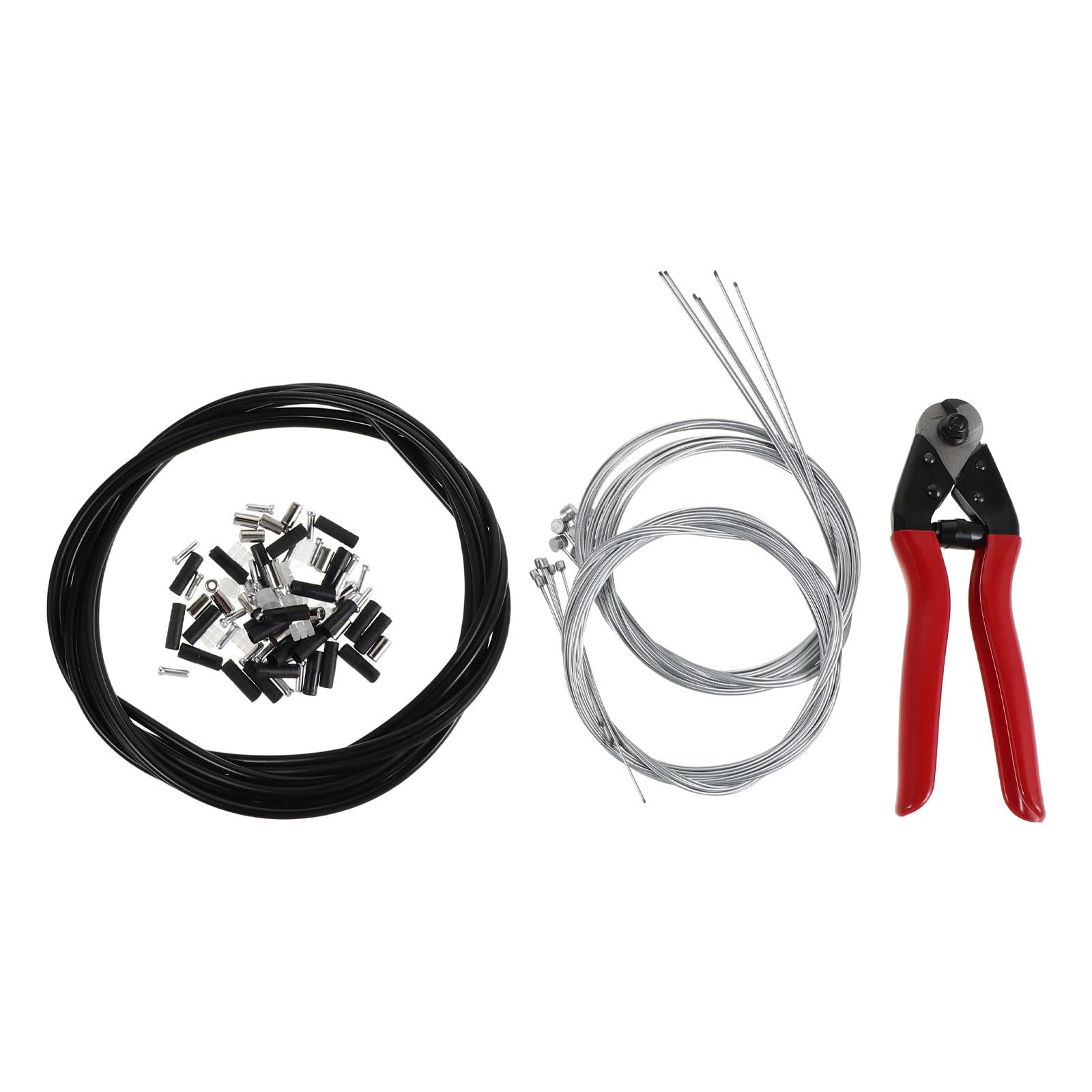 Healeved Kit de câbles de freins et de dérailleurs pour vélo (1 jeu) : câble de frein et gaine de dérailleur avec embouts, joints toriques et pince coupante pour la réparation de vélos de route