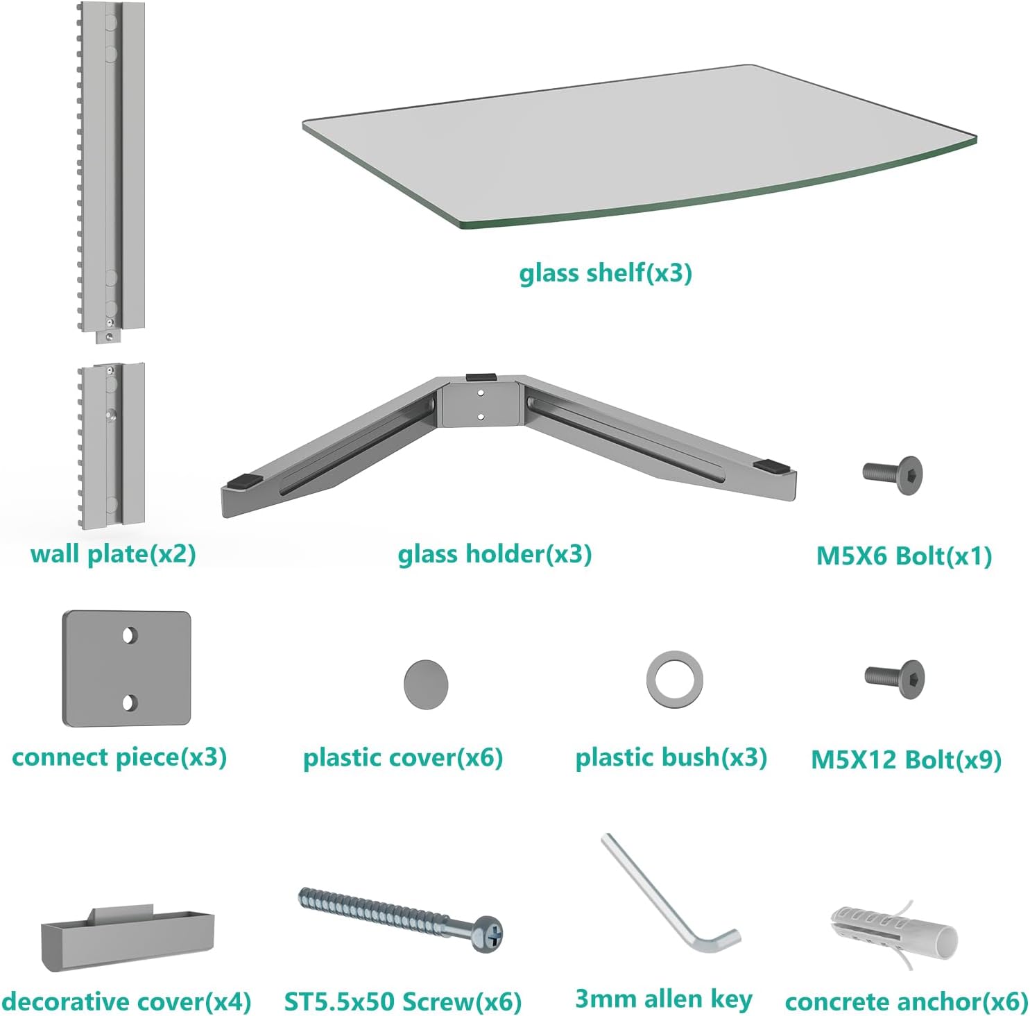 Product dimensions of WALI Floating Entertainment Center Shelves