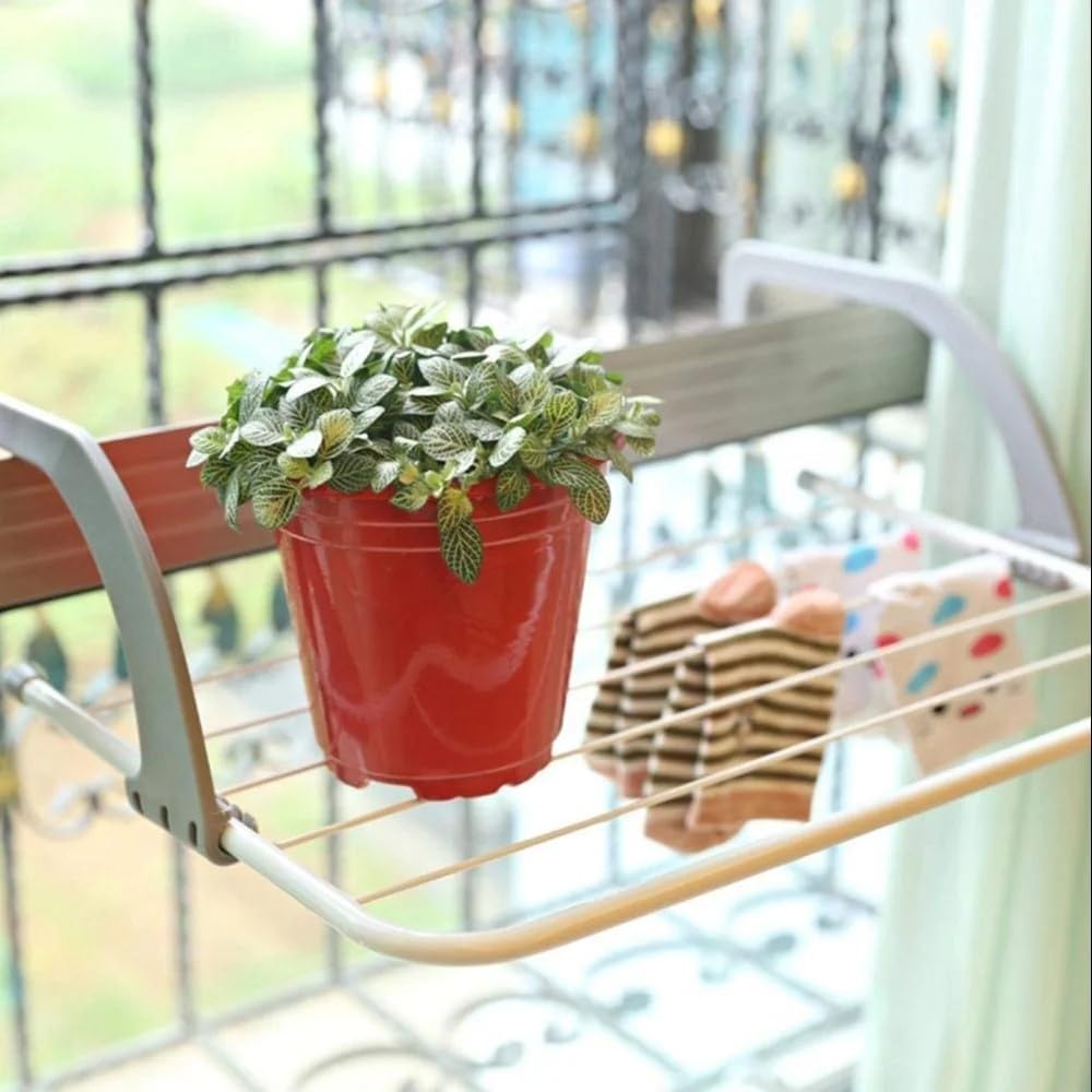 Divik Door Clothes Hanger Towel Shelf Stand/Balcony Window Laundry Hanger Clothing Multi Towel, Socks, Shoes & Plant Holder Rack | Drying Rack Hanging on The Door Bathroom Windowsill (1Pcs)-image-36