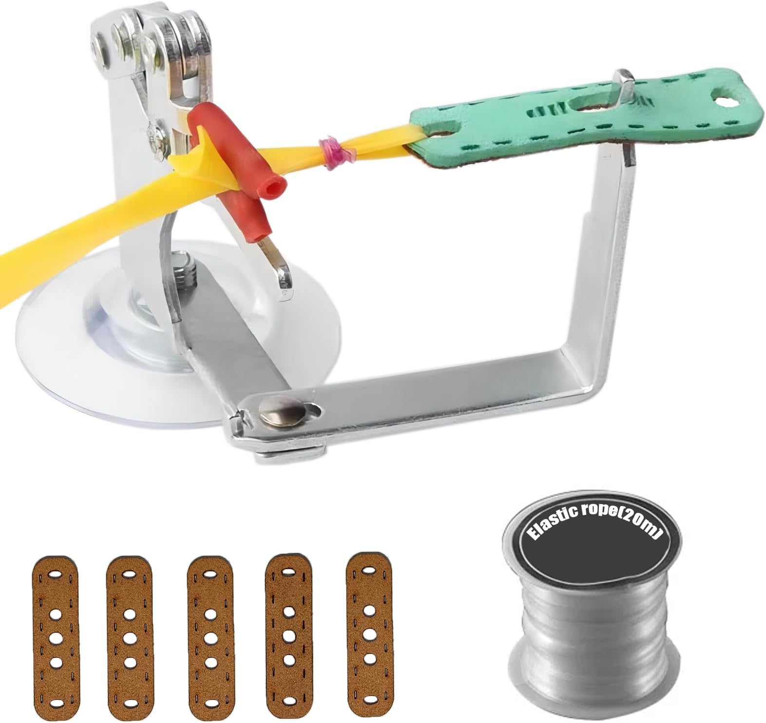 Slingshot Rubber Band Tying Tool Package, with 5 x Leather Pocket & 1 x Elastic Rope, Used to Make Flat/Tubular Rubber Band Slingshot Rubber Band Binding Jig, Portable Slingshot Auxiliary Accessories